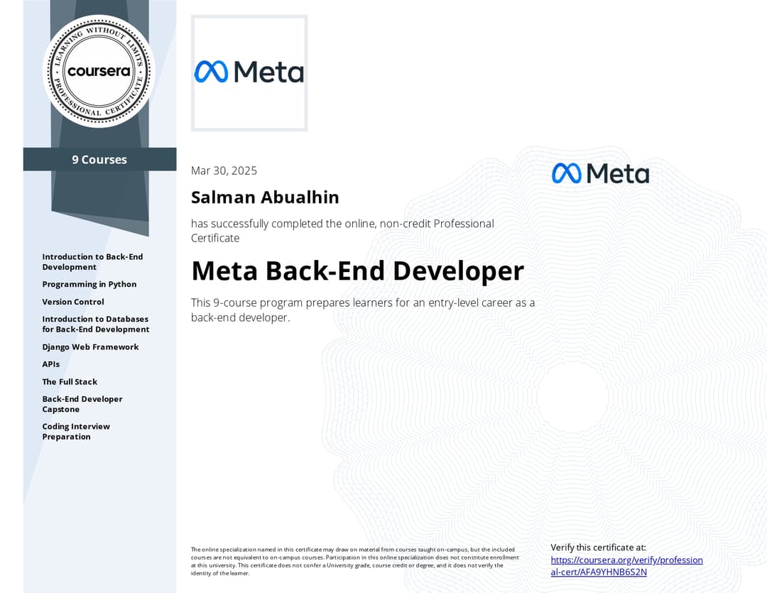 Meta Back-End Developer