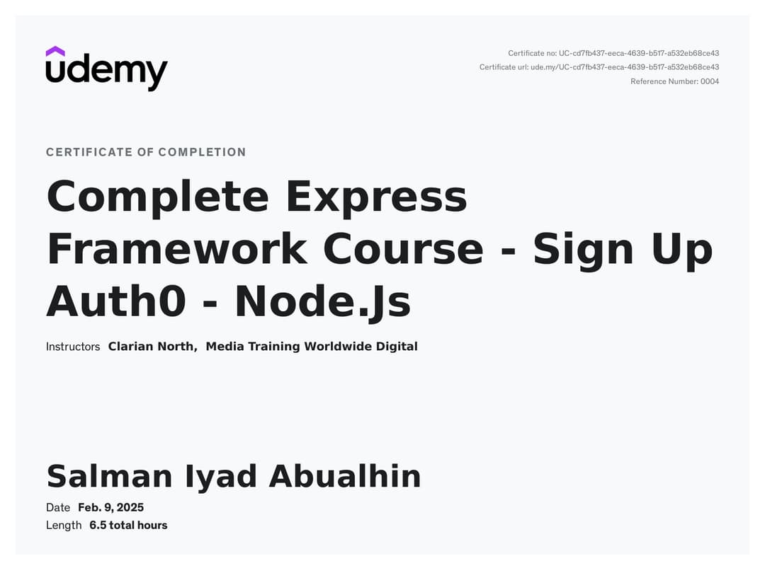Complete Express Framework Course - Sign Up Auth0 - Node.Js