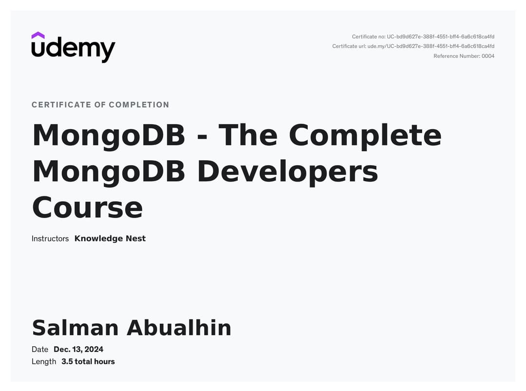 MongoDB - The Complete MongoDB Developers Course