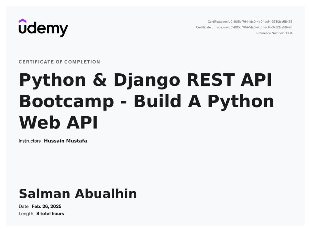 Python & Django REST API Bootcamp