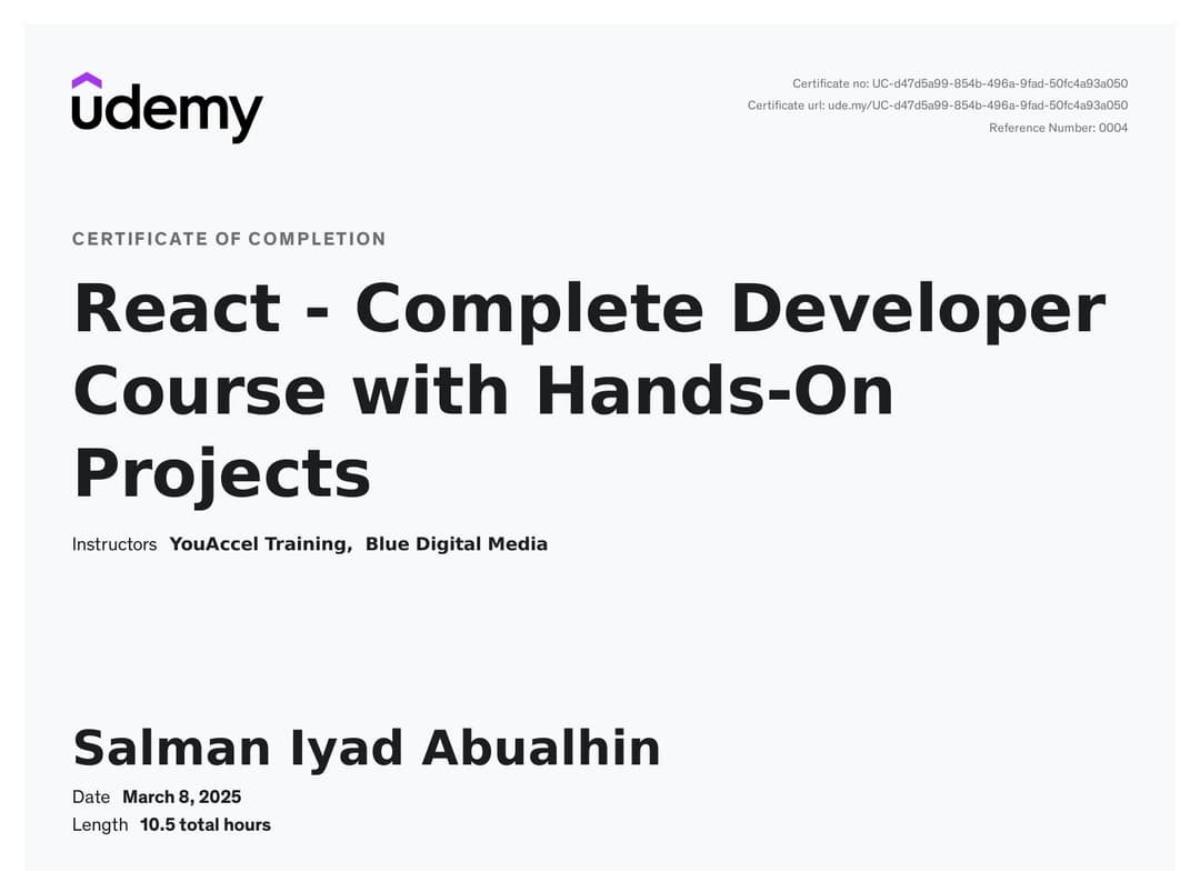 React - Complete Developer Course with Hands-On Projects