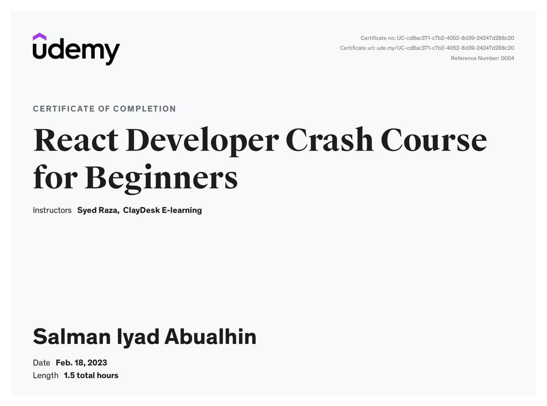 React Developer Crash Course for Beginners