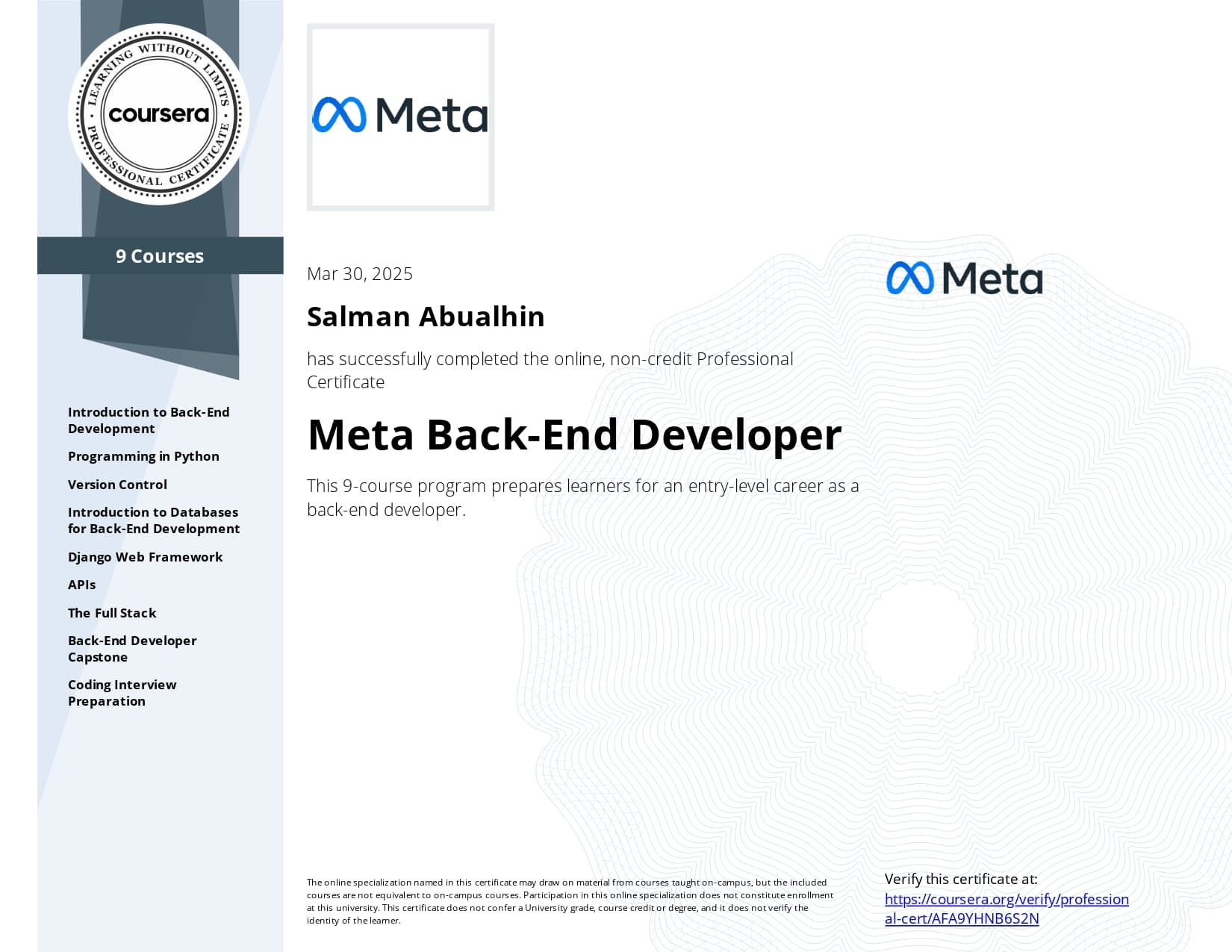 Meta Back-End Developer